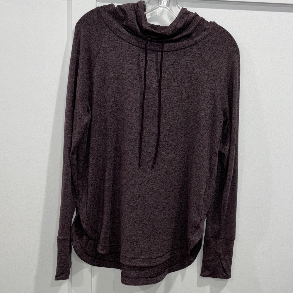 Long Sleeve Hooded Pullover in Deep Plum